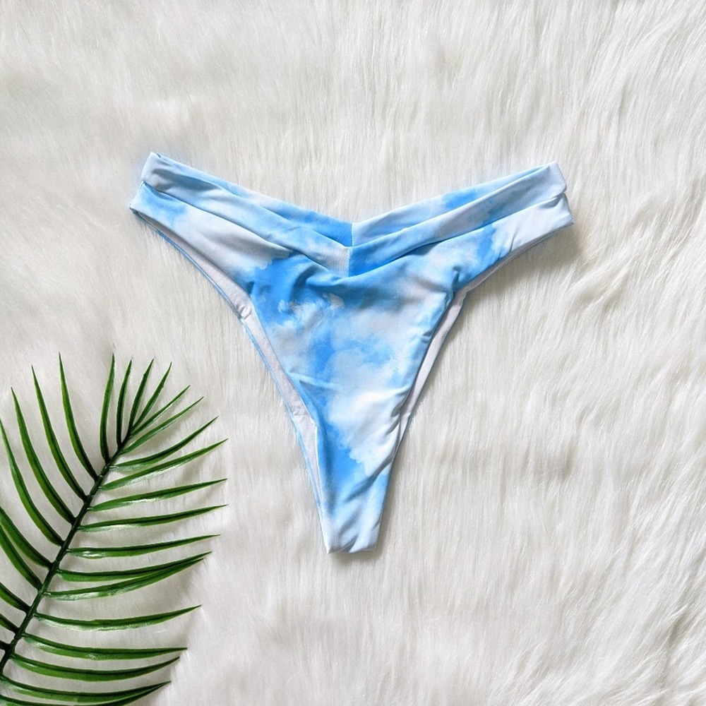 Blue and white tie dye bikini bottom size small